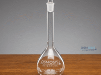 Class A volumetric flask with hollow glass stopper for precise laboratory measurement