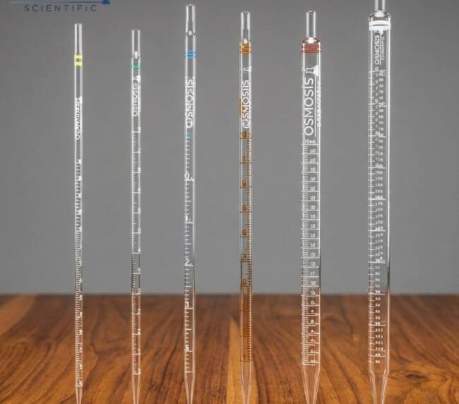 Graduated pipettes including Mohr and serological types for accurate liquid measurement in laboratories