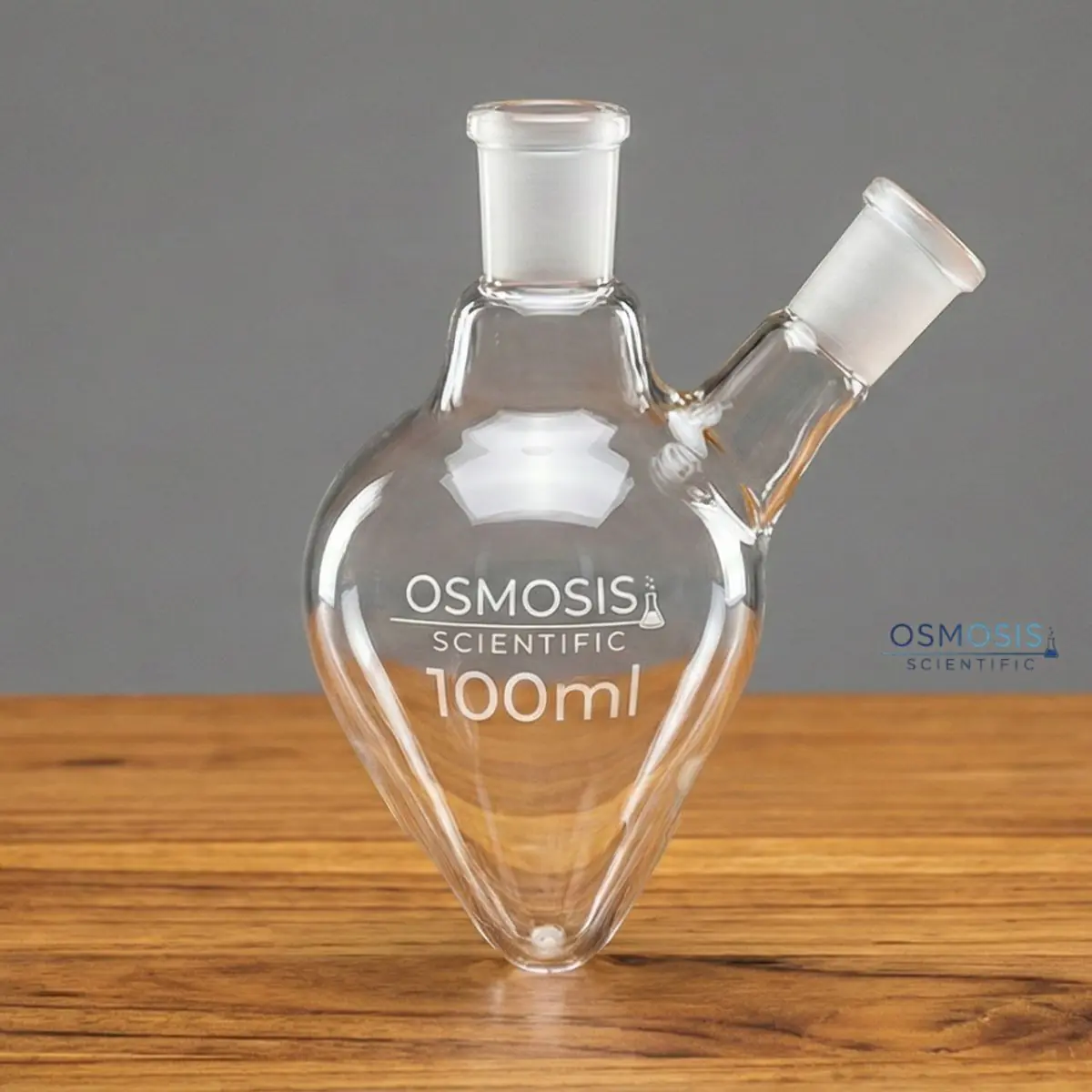 Pear-shaped flask with two necks