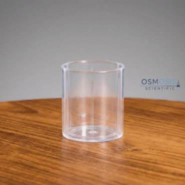 A clear plastic cylindrical closure cap designed for covering and protecting laboratory test tubes.
