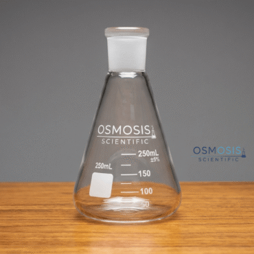 Erlenmeyer flask with ground joint manufactured to ASTM laboratory standards