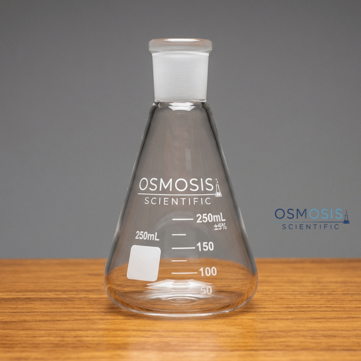 Erlenmeyer flask with ground joint manufactured to ASTM laboratory standards