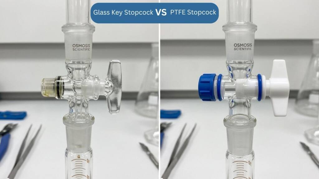 Glass Key Stopcock vs. a PTFE (Teflon) Stopcock. Laboratory Burette guide