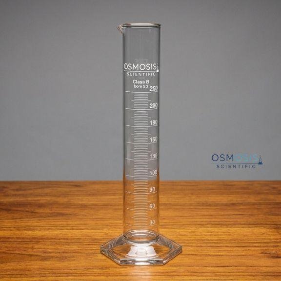Graduated measuring cylinder with hexagonal base for accurate liquid measurement
