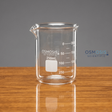 Heavy wall Griffin low form beaker with double capacity scale made of laboratory glass
