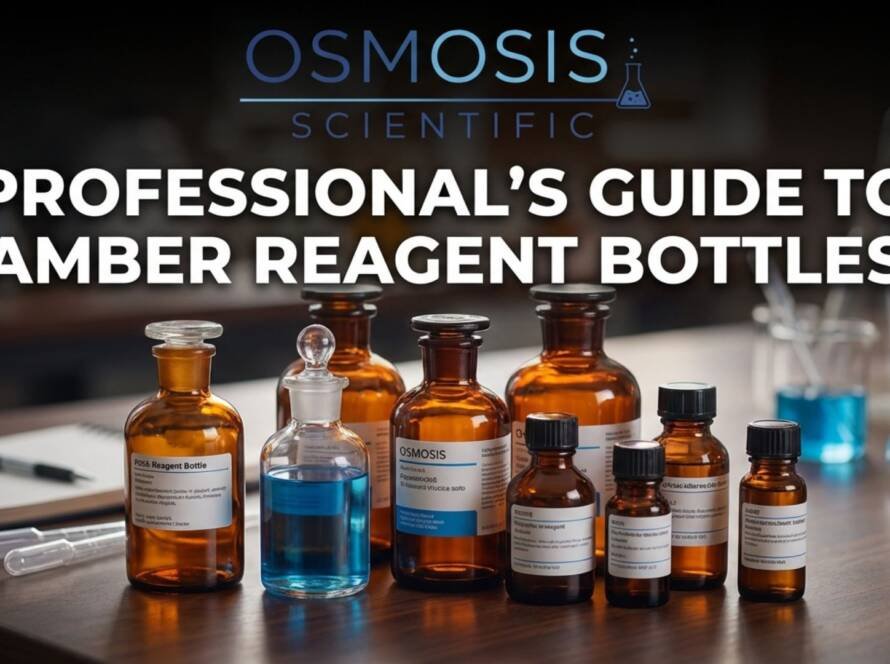 Guide to amber reagent bottles showing narrow mouth and wide mouth laboratory bottles for chemical storage – Osmosis Scientific