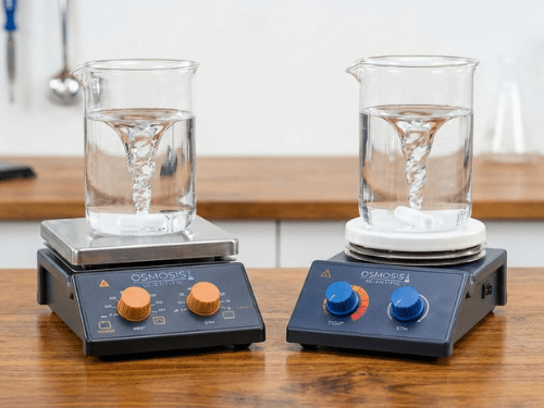 Osmosis Scientific digital laboratory hotplate magnetic stirrer with ceramic coated top and temperature probe for chemical mixing