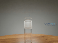 A clear borosilicate glass cone joint featuring a precision-ground frosted exterior and an internal drip tip for controlled liquid flow, designed to DIN/ISO standards.
