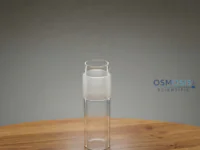 A clear borosilicate glass cone joint featuring a precision-ground frosted exterior and an internal drip tip for controlled liquid flow, designed to DIN/ISO standards.