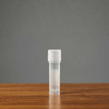A clear polypropylene test tube with a ribbed screw cap, featuring Osmosis Scientific branding and a white labeling area.