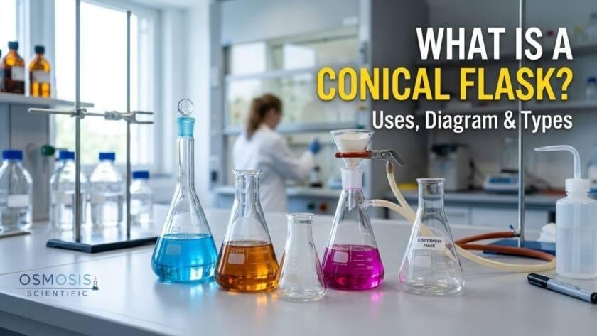Learn what a conical flask is, including its uses, labeled parts, common types, glass vs plastic options, safety tips and how to choose one.